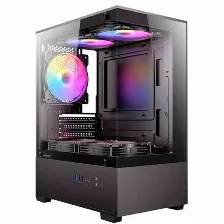 Gabinete Antec Vcx100m Argb, Mini Tower, Micro-atx, Itx, Cristal Templado, Cinco Ventiladores Argb 120 Mm Incluidos, Usb 3.0, Negro.