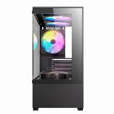 Gabinete Antec Vcx100m Argb, Mini Tower, Micro-atx, Itx, Cristal Templado, Cinco Ventiladores Argb 120 Mm Incluidos, Usb 3.0, Negro.