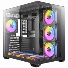 Gabinete Antec Cx Mirror, Mid Tower Atx, 7 Ventiladores Argb De 120 Mm Incluidos, Paneles De Cristal Templado, Color Negro.