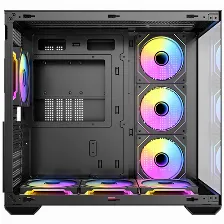 Gabinete Antec Cx Mirror, Mid Tower Atx, 7 Ventiladores Argb De 120 Mm Incluidos, Paneles De Cristal Templado, Color Negro.