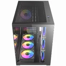 Gabinete Antec Cx Mirror, Mid Tower Atx, 7 Ventiladores Argb De 120 Mm Incluidos, Paneles De Cristal Templado, Color Negro.