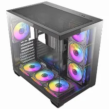 Gabinete Antec Cx Mirror, Mid Tower Atx, 7 Ventiladores Argb De 120 Mm Incluidos, Paneles De Cristal Templado, Color Negro.