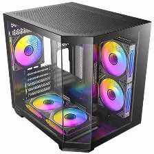 Gabinete Antec Cx M2 Argb, Mini Tower, Micro-atx Itx, Cristal Templado, Doble Camara, 5 Ventiladores Argb 120 Mm, Usb Tipo C.