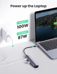 Docking Station Ugreen, 5 Puertos, Interfaz Usb-c, 2x Usb-a, 1x Hdmi, 1x Rj45, 1x Usb-c Pd, Gris/negro