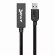 Extensor Manhattan 153751 10 M, Usb A A Usb A, Negro