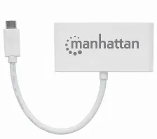 Hub Manhattan 4 Puertos, Interfaz Usb-c, 3x Usb-a, 1x Usb-c, 5 Gbit/s, Blanco