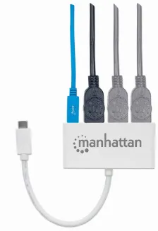 Hub Manhattan 4 Puertos, Interfaz Usb-c, 3x Usb-a, 1x Usb-c, 5 Gbit/s, Blanco