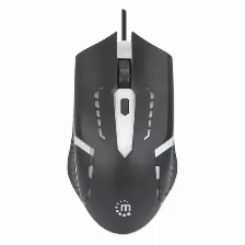 Mouse Manhattan Optico Luminiscente Rgb Usb, 4 Botones, 1500 Dpi, Interfaz Usb Tipo A, Color Negro