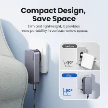 Cargador Ugreen Nexode Pro 65w, Gan, 2x Usb-c, 1x Usb-a, Carga Rapida, Ultra Delgado, Negro/gris