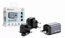 Cargador De Pared Verbatim, Tecnologia Gan, Potencia 35 Watts, Un Puerto Usb-c Pd, Un Puerto Usb-a Qc 3.0, Clavijas Plegables.