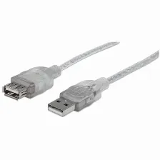 Cable Extension De Alta Velocidad Manhattan, Usb 2.0, Usb A Macho - Usb A Hembra, 3 Metros, (340496) Plateado