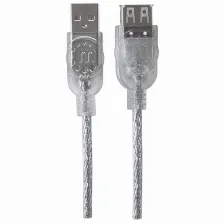 Cable Extension De Alta Velocidad Manhattan, Usb 2.0, Usb A Macho - Usb A Hembra, 3 Metros, (340496) Plateado