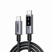 Cable Usb Ugreen Usb-c A Usb-c, 100w, 480 Mbit/s, Led Display, 1 Metro, Negro/gris