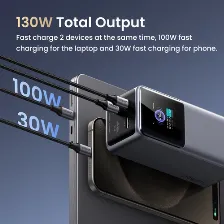Power Bank Ugreen Nexode 20000mah, Hasta 100w, Pantalla Inteligente, 1x Usb-a, 2x Usb-c, Gris
