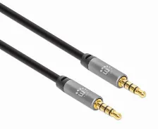 Cable De Audio Manhattan Cable Auxiliar De Audio Estéreo 3,5mm A 3,5mm, 2 M, Negro, Plata