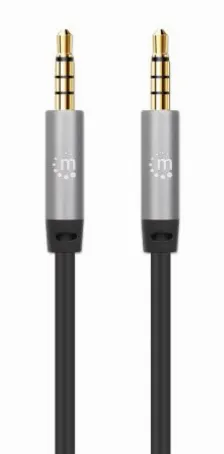 Cable De Audio Manhattan Cable Auxiliar De Audio Estéreo 3,5mm A 3,5mm, 2 M, Negro, Plata