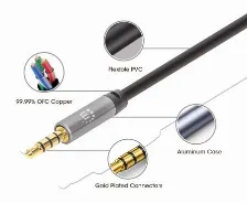 Cable De Audio Manhattan Cable Auxiliar De Audio Estéreo 3,5mm A 3,5mm, 2 M, Negro, Plata