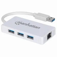 Hub Manhattan Usb 3.0 Con 3 Puertos/adaptador Gigabit Ethernet