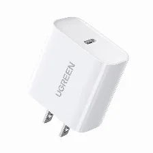 Cargador Ugreen 20w, Usb-c, Carga Inteligente, Blanco