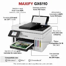 Multifuncional Canon Maxify Gx6110 Inyección De Tinta, Impresión A Color, Wifi, Ethernet
