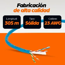 Bobina De Cable De Red Intellinet Utp Cat6, Cca, 305 M, Solida, Calibre 23 Awg, Color Azul