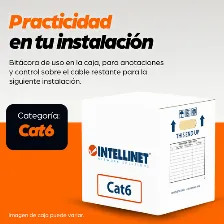 Bobina De Cable De Red Intellinet Utp Cat6, Cca, 305 M, Solida, Calibre 23 Awg, Color Azul