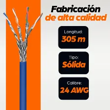 Bobina Intellinet Cat6a, 305 M, F/utp (ftp), Azul