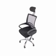Silla Gerencial Modamob Modelo Lyra, Reposabrazos, Respaldo De Malla, Negro, Piston De Altura, Base Metalica, Granel (sin Caja)