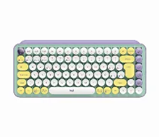 Teclado Logitech Pop Keys Mecanico, Inalambrico + Bluetooth, Menta, Amarillo, Blanco, Morado