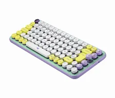 Teclado Logitech Pop Keys Mecanico, Inalambrico + Bluetooth, Menta, Amarillo, Blanco, Morado