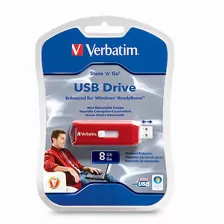 Memoria Usb Verbatim, 8gb Store N Go, Usb 2.0, Rojo