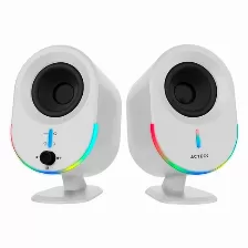 Bocinas Acteck Bs630 2.0, Usb, Bt, Inalámbrico Y Alámbrico, Pc, Blanco