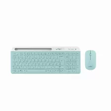 Kit Teclado Y Mouse Acteck Creator Virtuos Silk Mk720 Interruptor De Membrana, Inalámbrico, 4000 Dpi, Color Aguamarina