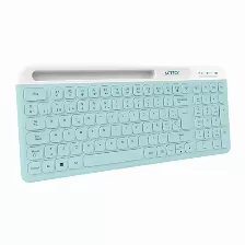 Kit Teclado Y Mouse Acteck Creator Virtuos Silk Mk720 Interruptor De Membrana, Inalámbrico, 4000 Dpi, Color Aguamarina
