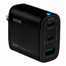 Cargador De Pared Acteck Energon Plus Cp440 40w, Gan, 2xusb-c, 1xusb, Negro