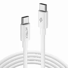 Cable Acteck Lynx Plus Cc540-2, Usb-c A Usb-c, 100w, Carga Rapida, 2m, Blanco