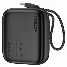Power Bank Acteck Energon Go Plug Pro Pg60 10.000mah, Usb-c, 22.5w, Negro