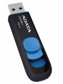 Memoria Usb Adata Dashdrive Uv128 32gb, 3.1 Gen 1, Factor De Forma Deslizar, Color Negro/azul (auv128-32g-rbe)