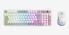 Combo De Teclado Y Mouse Inalambrico Squad Conquest Pro Kg525 Blanco, Rango De Alcance 10m, Dpi 1200 , 1800, 2400, 3600, 4800 , 7200.