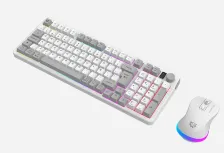 Combo De Teclado Y Mouse Inalambrico Squad Conquest Pro Kg525 Blanco, Rango De Alcance 10m, Dpi 1200 , 1800, 2400, 3600, 4800 , 7200.