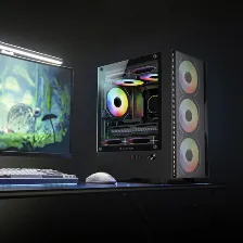 Gabinete Gamer Balam Rush Nitrox Edge Pro Aircool 4900c / Mini Torre / Micro-atx, Mini Itx / Incluye 3 Ventiladores Argb 120 Mm / Cristal Templado / Negro / Br-943895