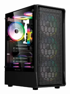 Gabinete Gamer Balam Rush Dragonfly Hex Gm560 / Media Torre / Atx, Micro-atx, Mini Itx / Incluye 4 Ventiladores Argb 120 Mm / Cristal Templado / Negro / Br-943963
