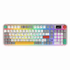 Teclado Gamer Balam Rush Warstrike Frost Kg500fi Rgb, Membrana, Inalambrico, Bluetooth, Pantalla, Blanco