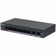 Switch Dahua Technology Dh-cs4010-8gt-110 Gestionado, L2, Rj-45 10, Gigabit Ethernet (10/100/1000), 8 Poe, Negro