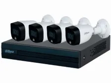 Kit De Vigilancia Dahua Cctv, Dvr 4 Canales, 4 Camaras Bala Full Color 2mp, Con Accesorios