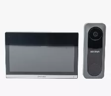 Kit Videoportero Hikvision Hibrido, Touch, Wi-fi, Altavoz, Apertura De Puerta, Open Box