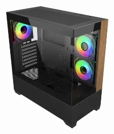 Gabinete Cooler Master Elite 690 Wood Midi Tower, Soporta Itx, M-atx, Atx, 3 Ventiladores, Negro