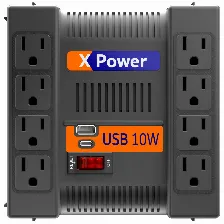 Regulador De Voltaje X Power Complet, 450w, 900va, 8 Contactos, Usb, Montaje De Pared