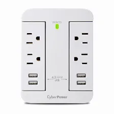 Supresor De Picos Cyberpower, 4xusb, 4 Contactos, 500 J, Blanco
