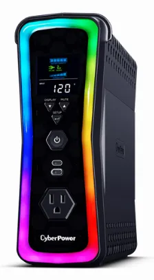 Ups Cyberpower Gamer Gx150c2, 1500va, 1000w, 13 Contactos Nema 5-15r, Pantalla Lcd, Rgb